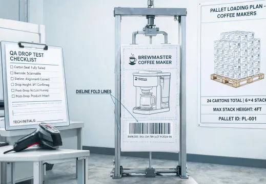 Retail coffee maker carton validation